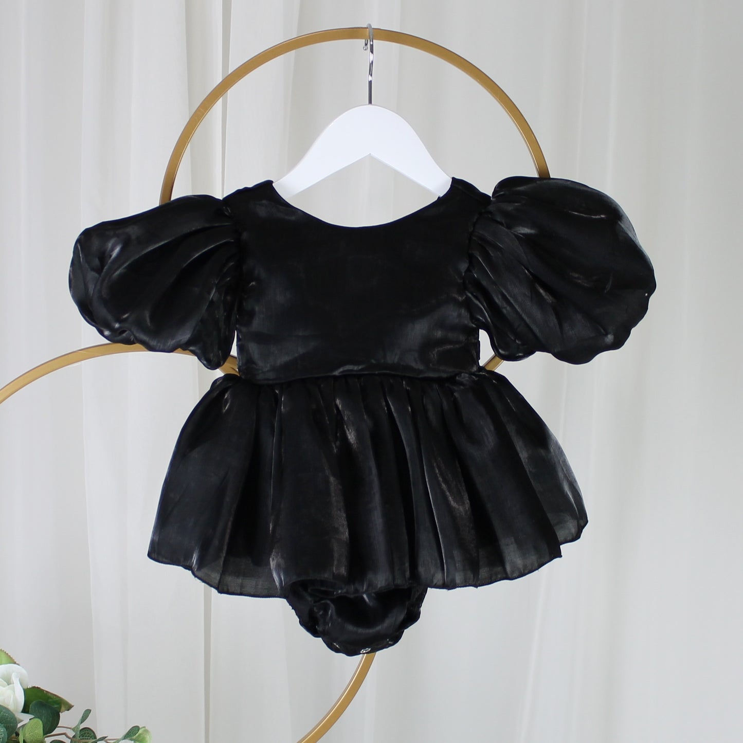 black baby girl dress in organza