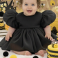 first birthday dress in black organza. 1st bee day outfit. 
