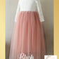 flower girl dress blush tulle with white long sleeve lace