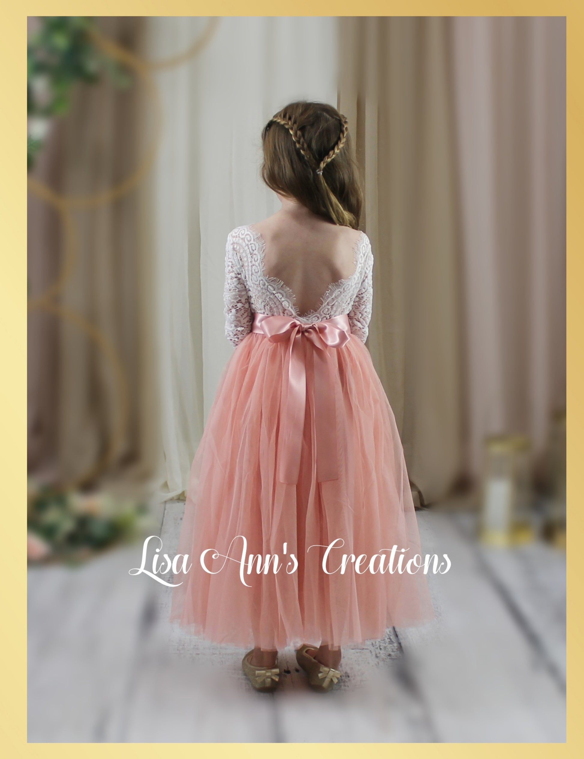 Long Sleeve flower girl dress in blush