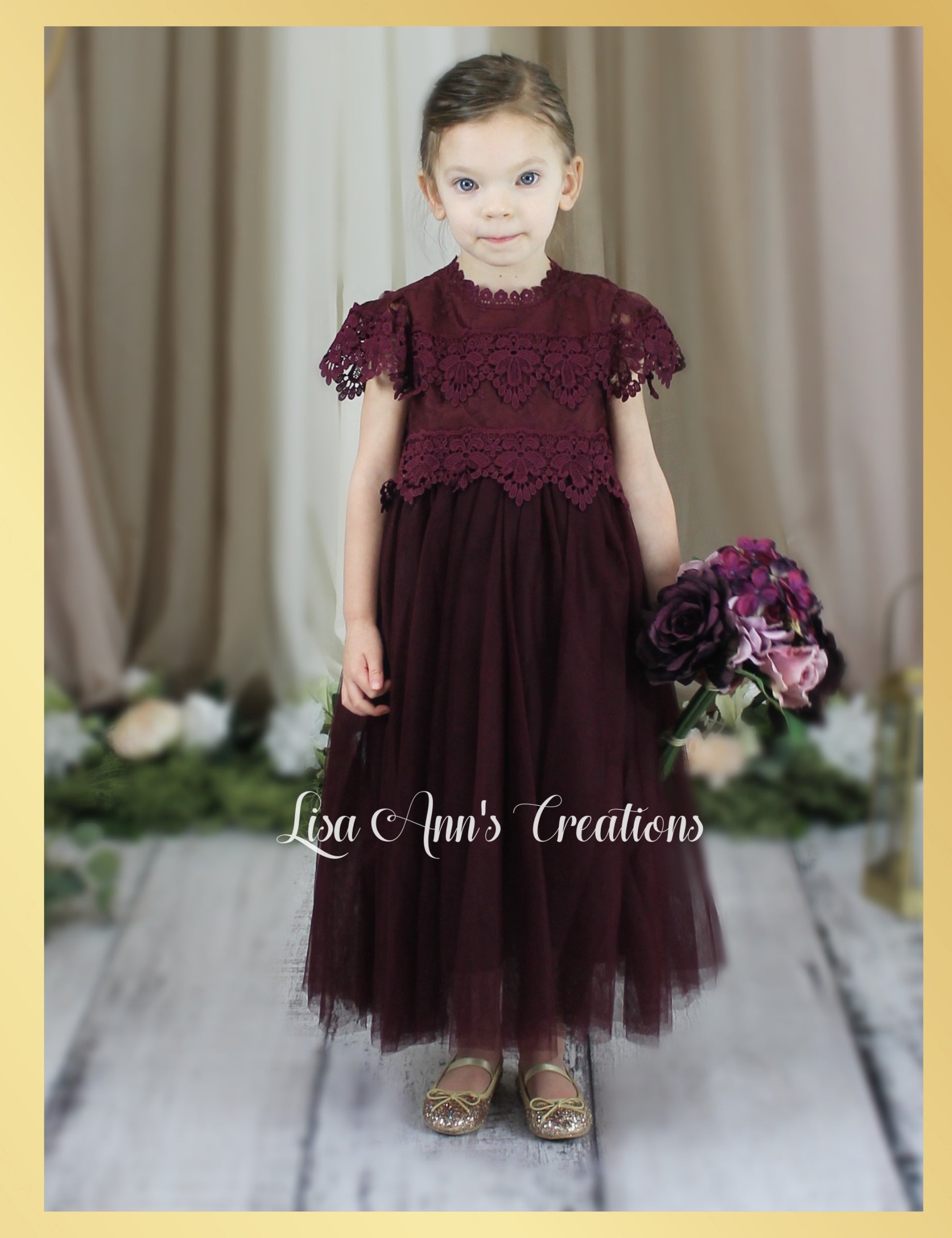 Burgundy Flower Girl Dress