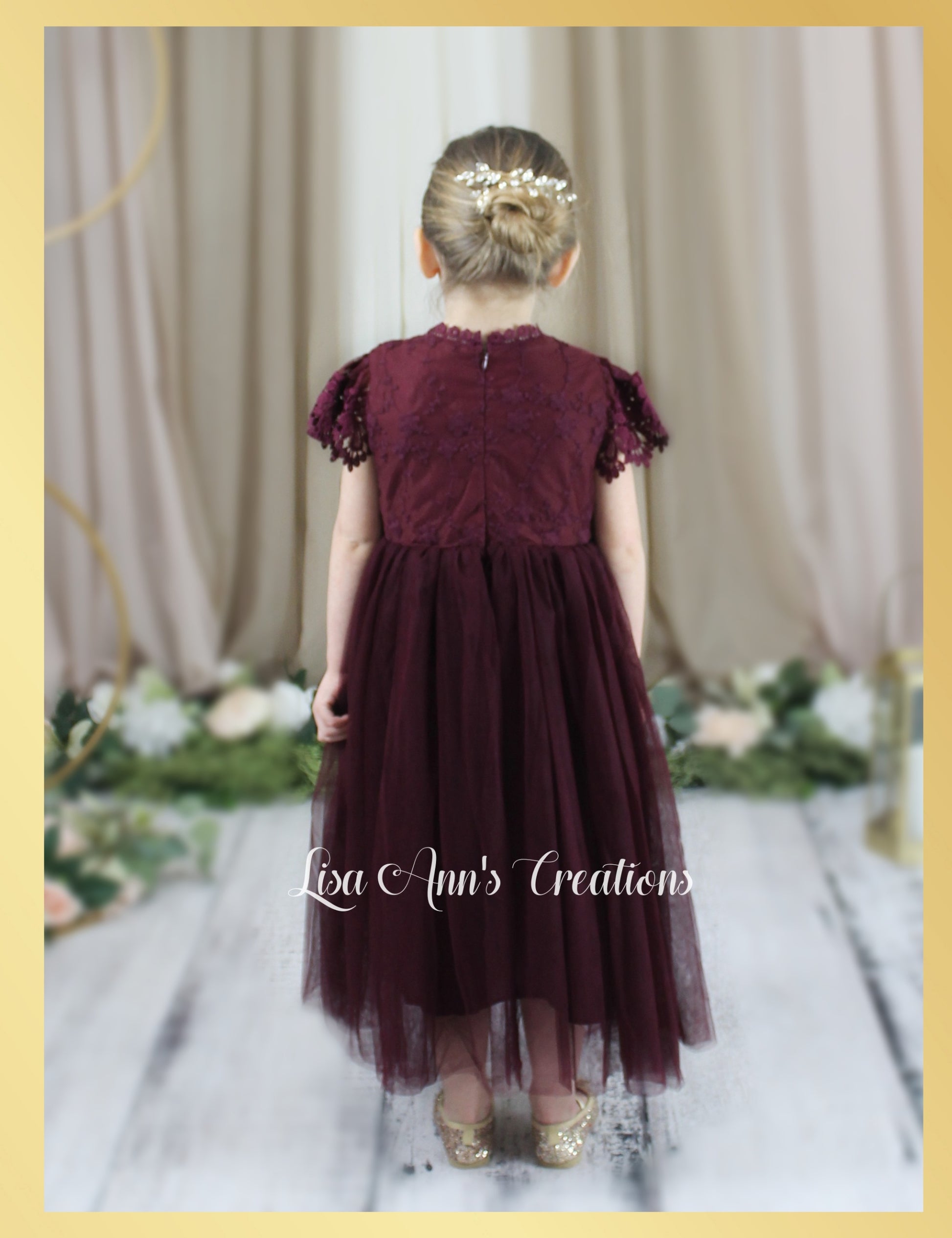 Flower Girl Dress in Burgundy Wine tulle