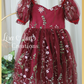 Burgundy Floral Girls Special Occasion Dress