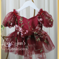 Baby burgundy floral flower girl dress