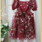 Junior bridesmaid floral dress in burgundy floral