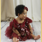 Baby girl flower girl dress in burgundy floral