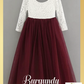 Flower girl dress in burgundy or wine tulle