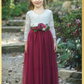 FLower Girl dress in burgundy tulle long sleeves in white lace