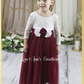 The Tulip - Burgundy Flower Girl Dress - Flower Sash