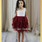 Flower girl dress in a tutu style burgundy tulle