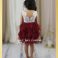 burgundy flower girl dress for spring or summer wedding with lace and tulle. 