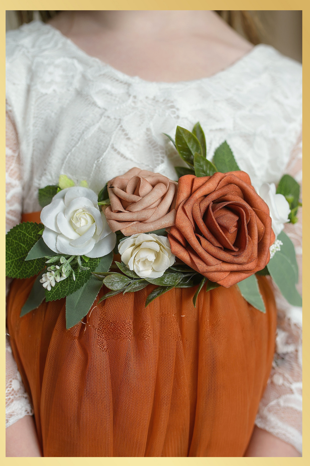 Flower Girl Dress in Burnt Orange with Handmade Floral Sash 15m/2T / Dress/Flower Sash Flower Girl Dress in Burnt Orange with Handmade Floral Sash 15m/2T / Dress/Flower Sash