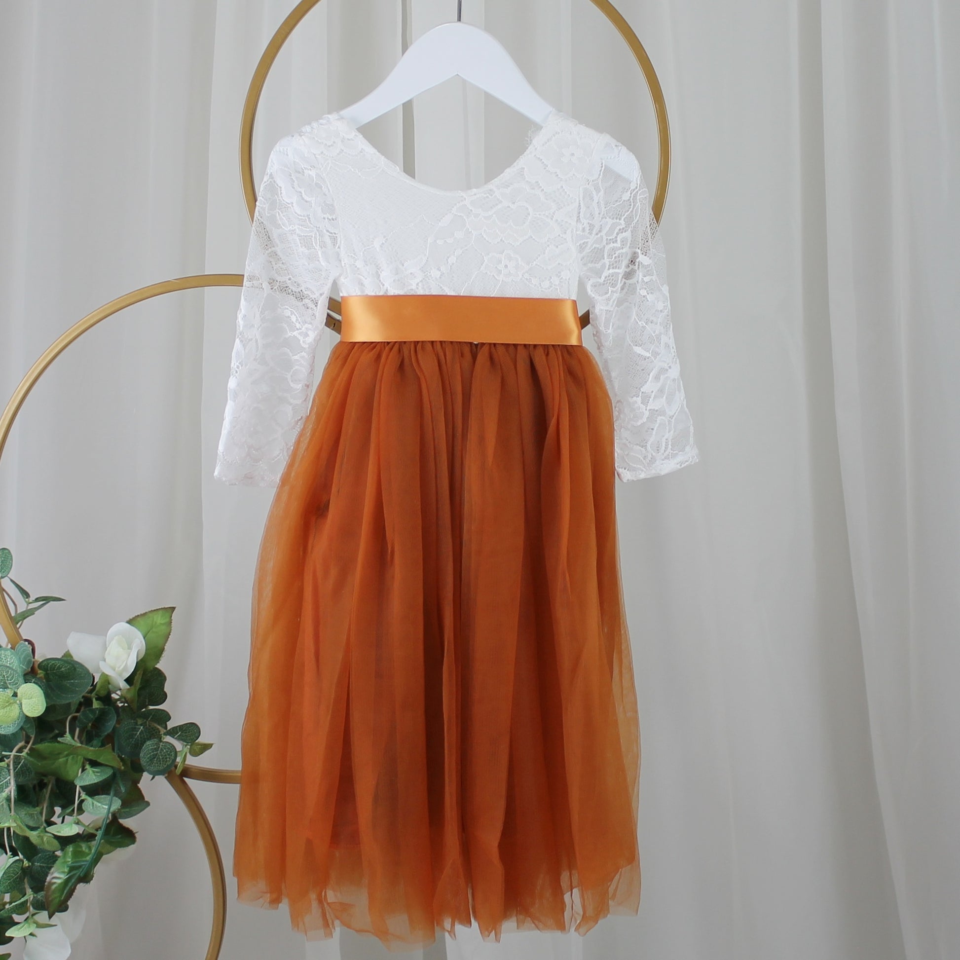 Burnt Orange Flower Girl Dress