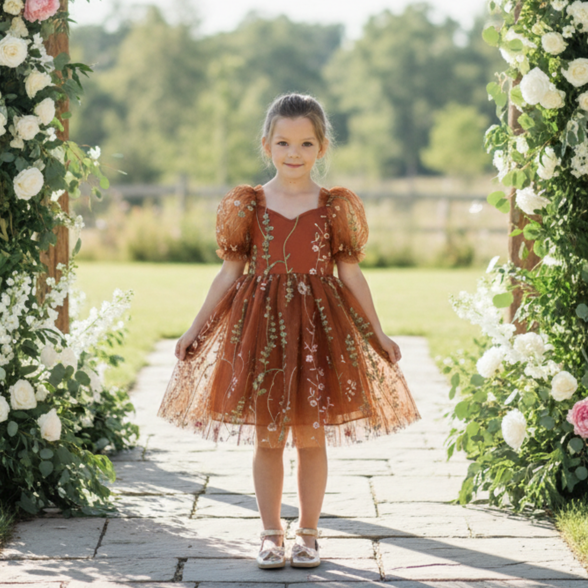 Baby Girl Burnt Orange Floral Dress for Special Occasions 5 Dress Baby Girl Burnt Orange Floral Dress for Special Occasions 5 Dress