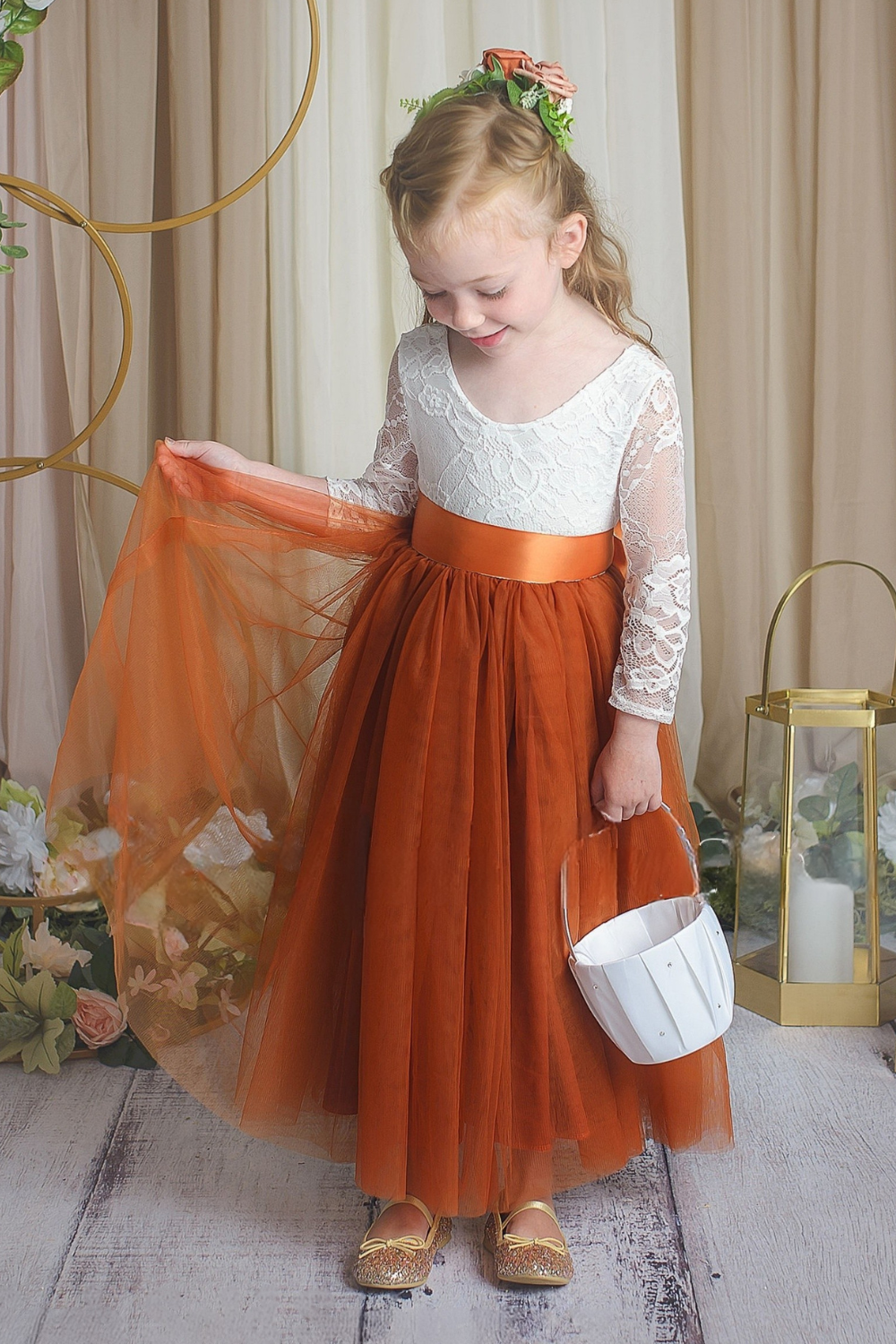 Burnt Orange Flower Girl Dress