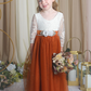 flower girl dress in burnt orange tulle and white lace for weddings. 