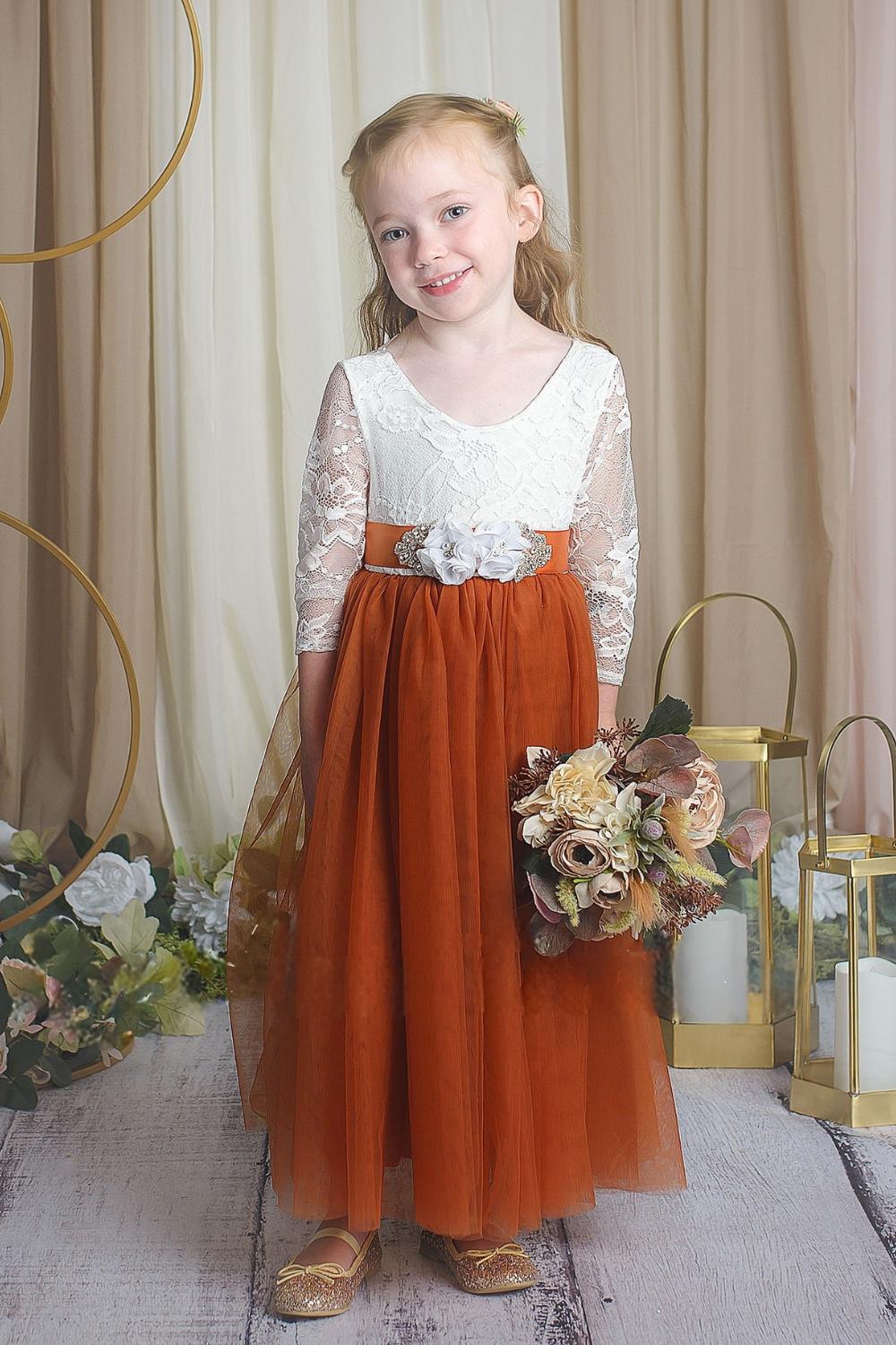 burnt orange tulle dress Flower Girl wedding party Clarks 26179947 CERTINA EASE color:34 may7creative