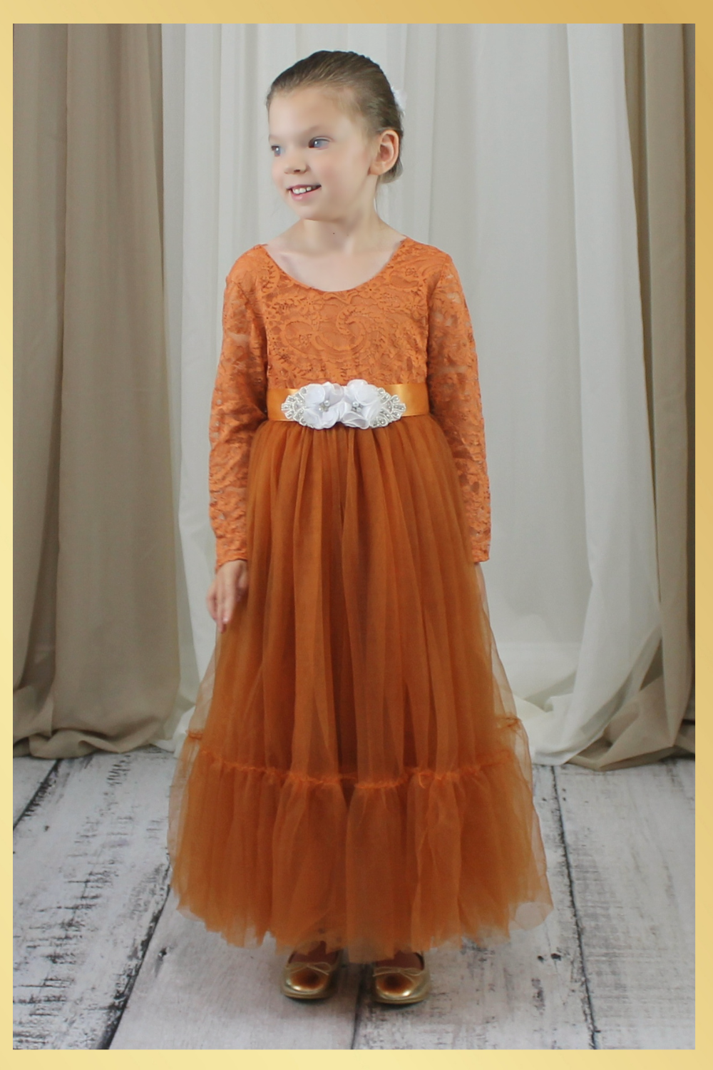 Burnt Orange Girls Dress in Mermaid Style for Flower Girls and Special Occasions Lisa Ann's Creations Burnt Orange Girls Dress in Mermaid Style for Flower Girls and Special Occasions Lisa Ann's Creations