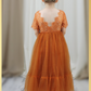 Flower Girl dress in burnt orange lace and tulle