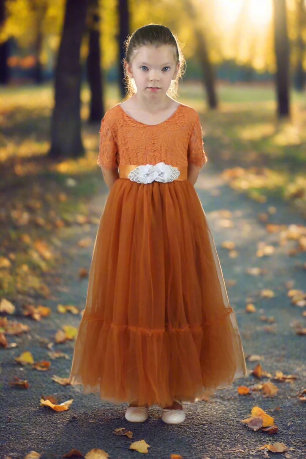 Toddler Burnt Orange Girls Dress for Family Pictures