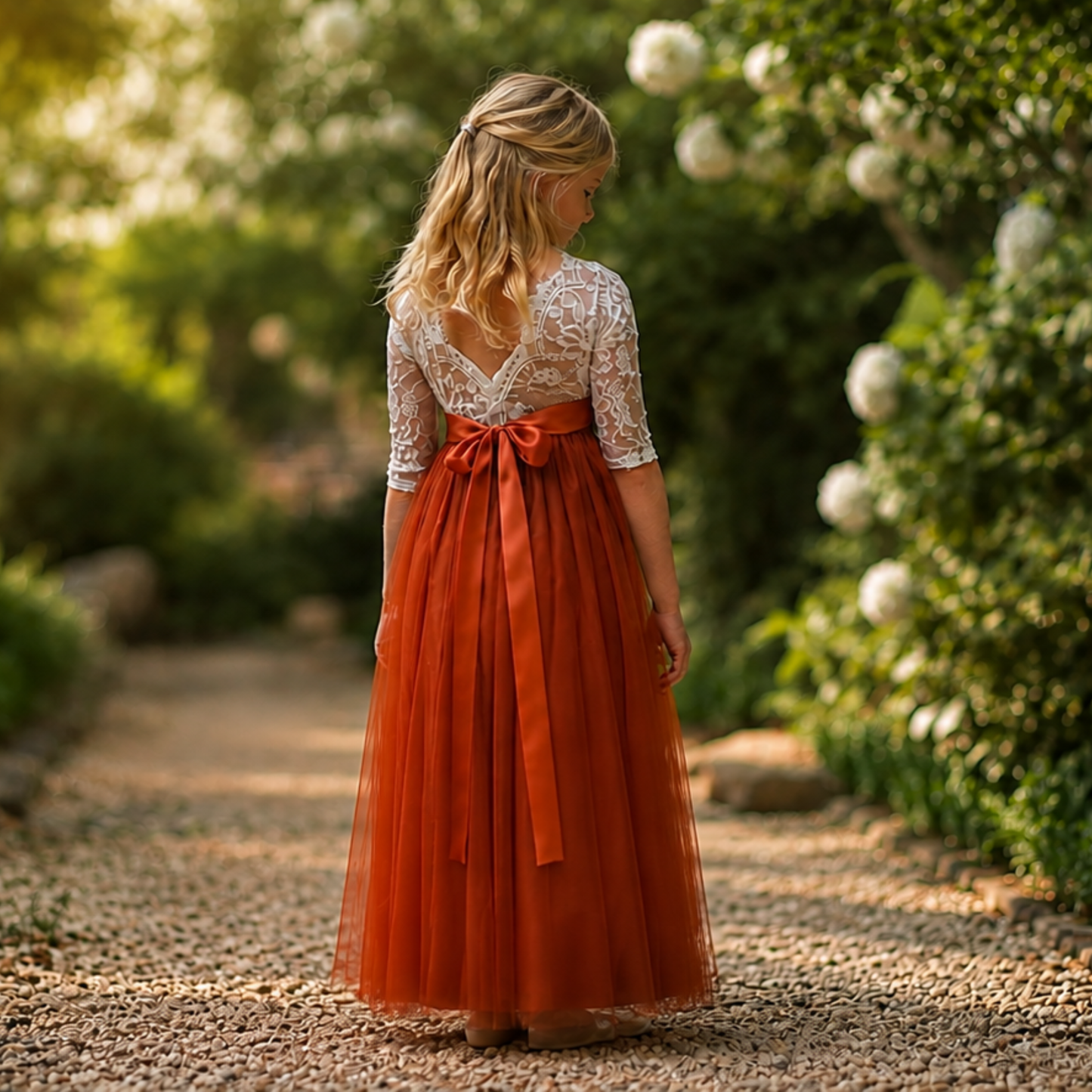 Burnt Orange Flower Girl Dress