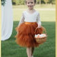 Burnt Orange Flower Girl dress in long sleeves and knee length style