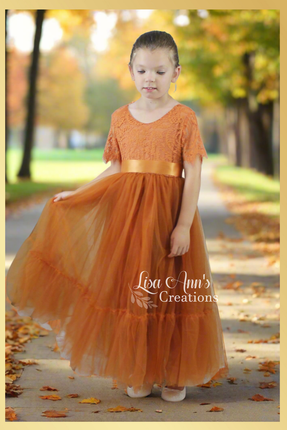 Burnt Orange Flower girl dress