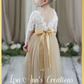 Flower girl dress in champagne tulle and white lace