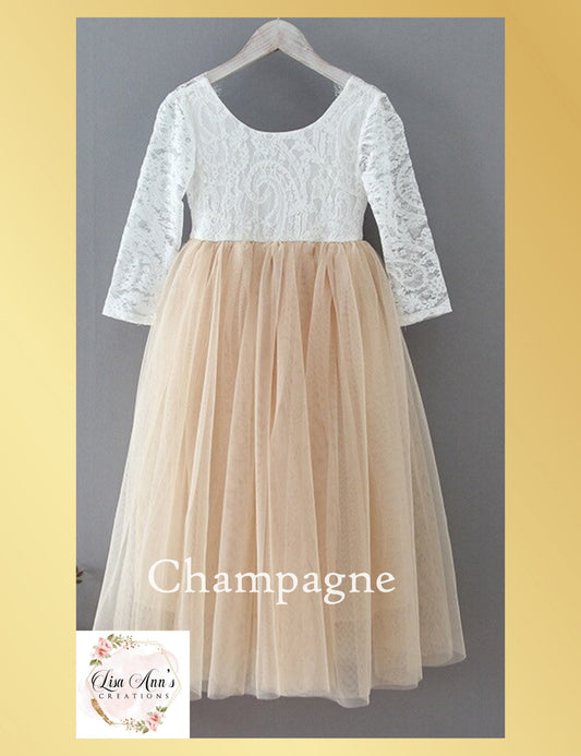 The Tulip - Long Sleeve - Champagne Dress