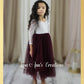 Flower Girl Dress in plum with tulle and lace