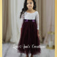 flower girl dress in dark plum tulle and soft white lace