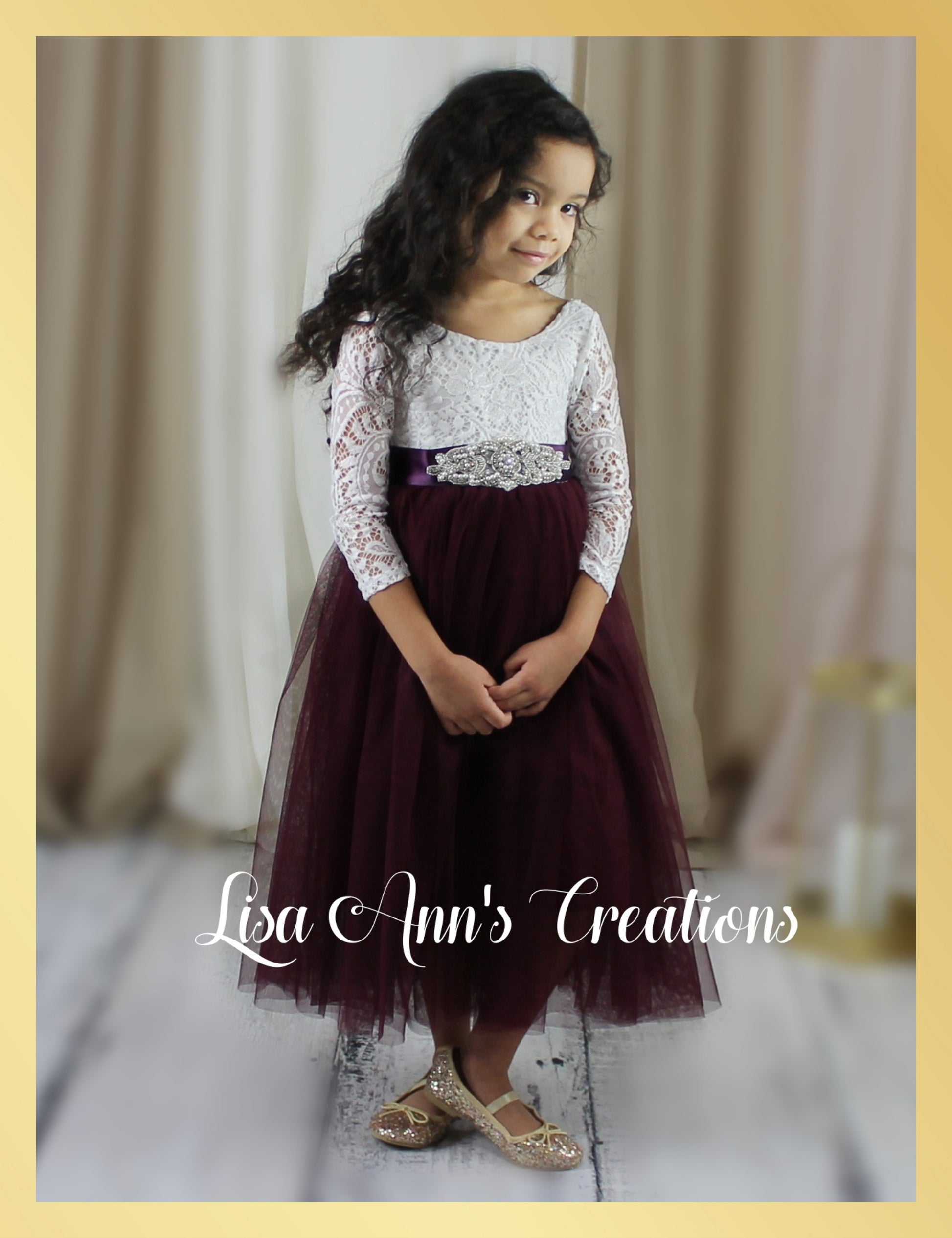 Plum flower girl dress