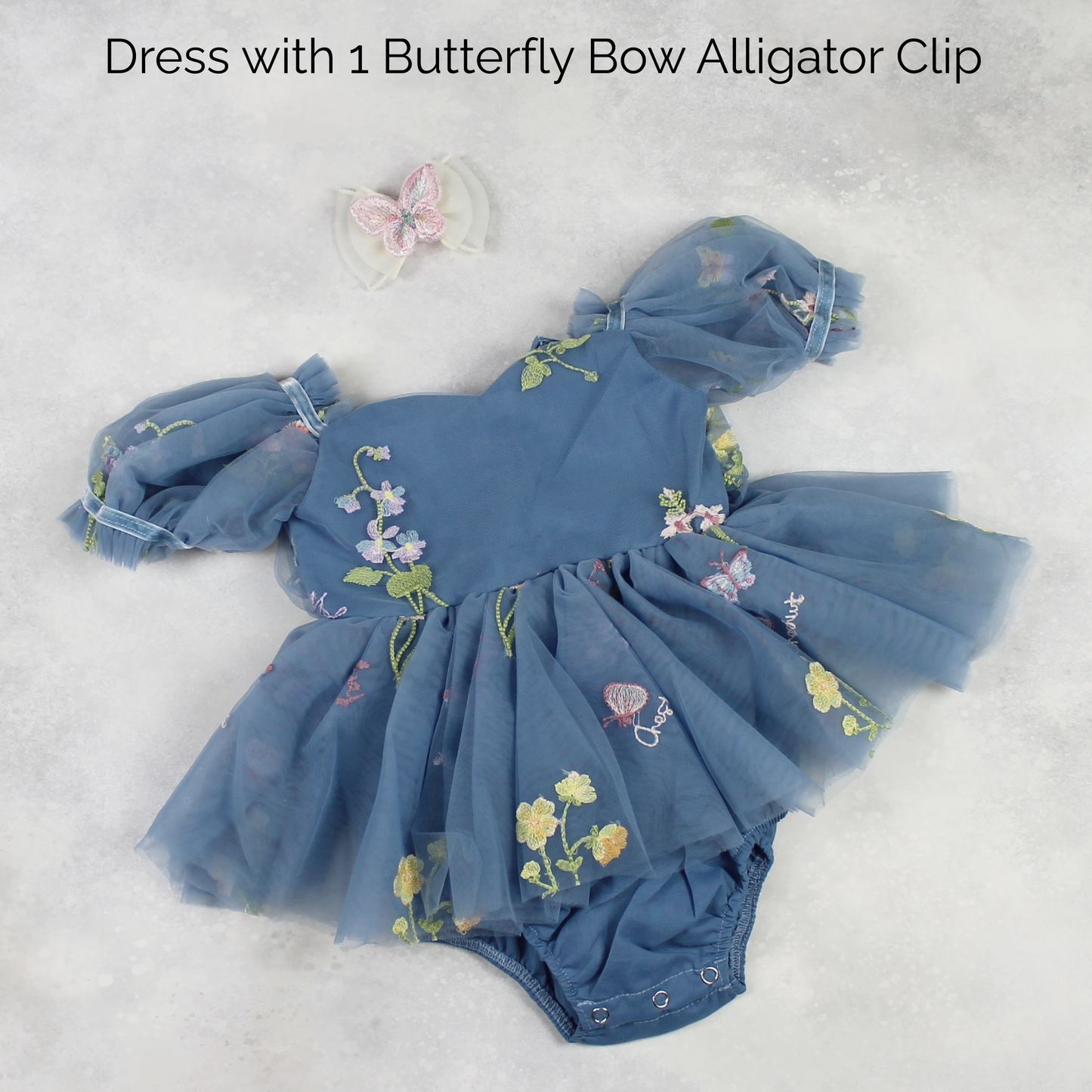 The Wildflower - Baby Floral Dress - Dusty Blue