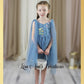 Flower Girl Dress Dusty blue floral embroidery