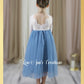 Junior Bridesmaid dusty blue tulle and lace dress