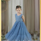 Flower Girl Dress Dusty Blue lace and tulle full length mermaid style