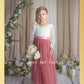 Dusty Rose Flower Girl Dress with white lace