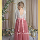 Bohemian flower girl dress dusty rose tulle and white lace