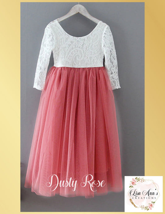 Dusty Rose flower girl dress