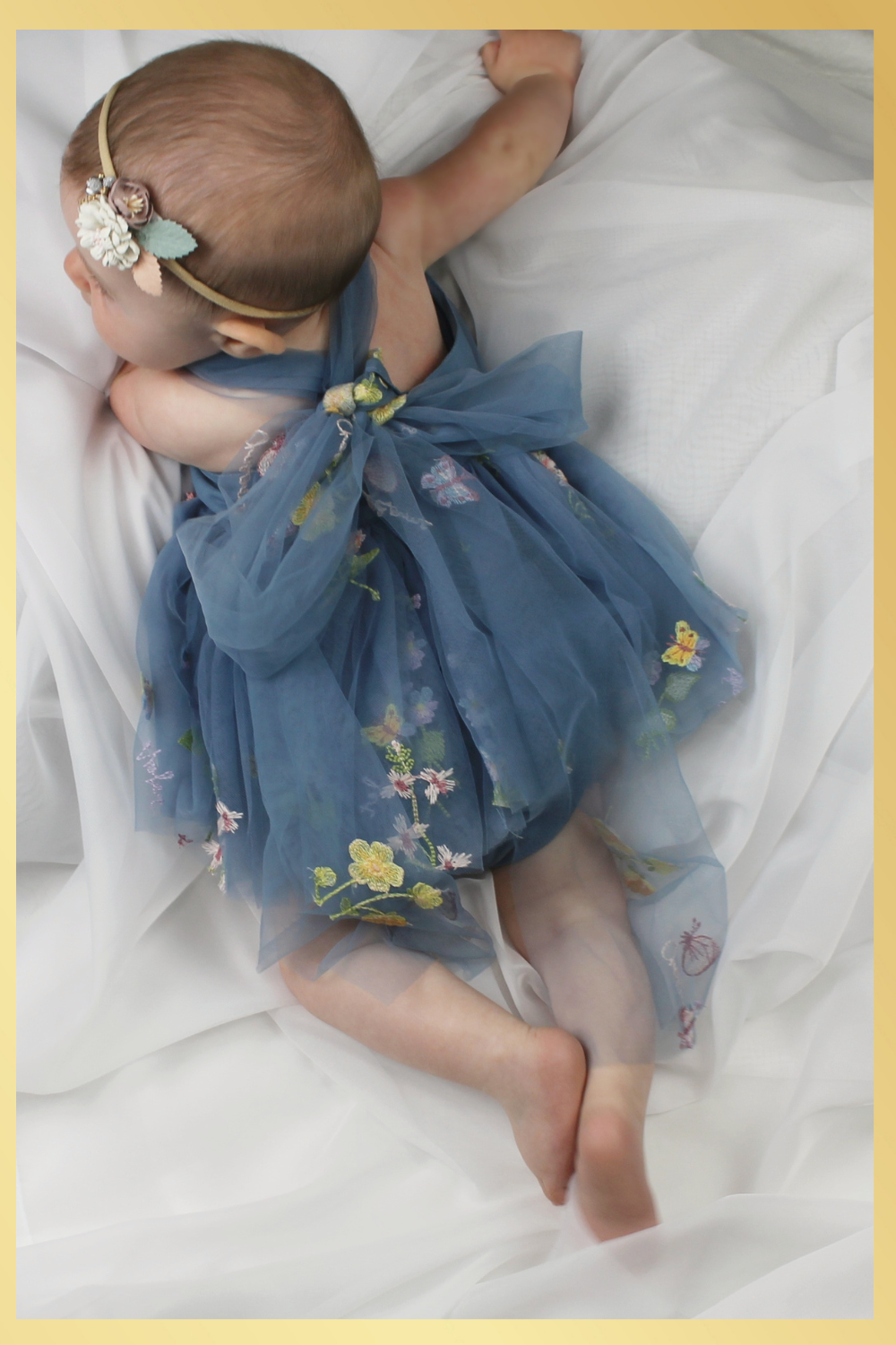 Baby Girl Embroidery Floral Dress in Dusty Blue 12/18mos Bodysuit/Dress Baby Girl Embroidery Floral Dress in Dusty Blue 12/18mos Bodysuit/Dress