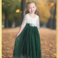 Fall wedding flower girl dress in hunter green