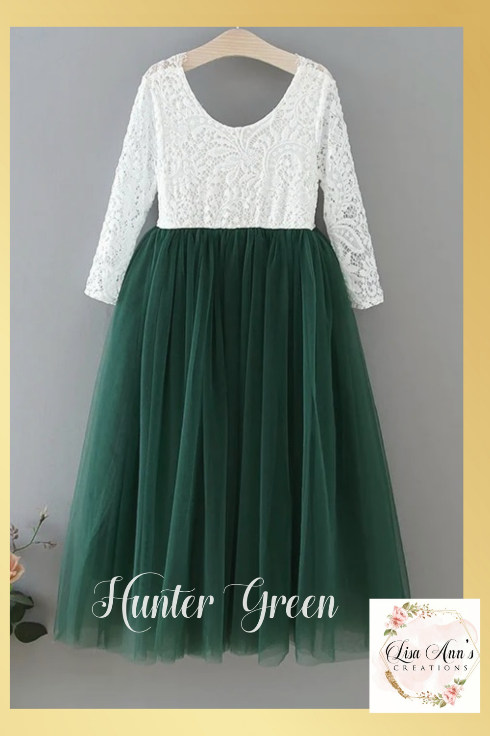 Hunter Green Flower Girl Dress