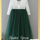 Flower Girl dress hunter green tulle and white lace