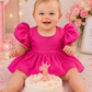 first birthday dress for baby girl in fuchsia 