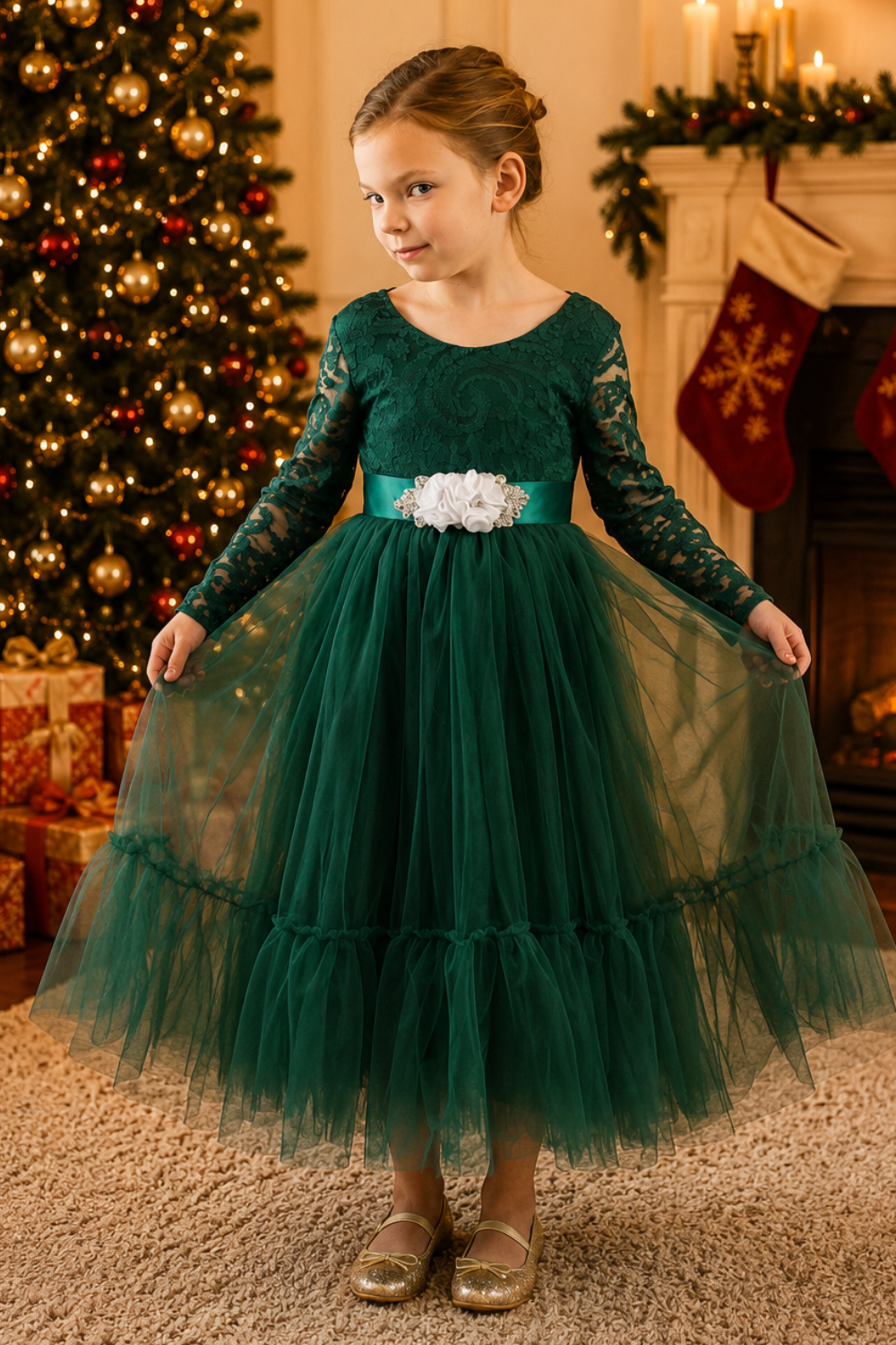 hunter green christmas dress for Girls Are you excited to Skirt Details_High Slit Select Pants Size:32 Zara | Dresses |
