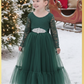 Girls Green Christmas Dress in lace and tulle