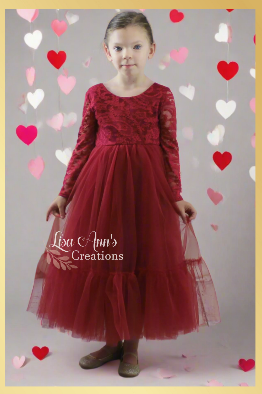 Girls Valentines Day Dress in Wine Red 2T / Dress/Plain Sash