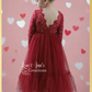 Girls Valentines Day Dress in Wine Red