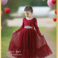 Girls Valentines Day Dress in Wine Red