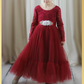 Flower Girl Dress winter Wedding in Wine Red